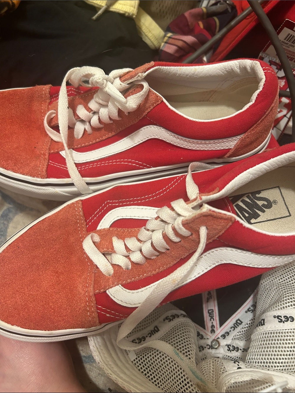 Vans Red Canvas with red Suede Low-Top Sneakers